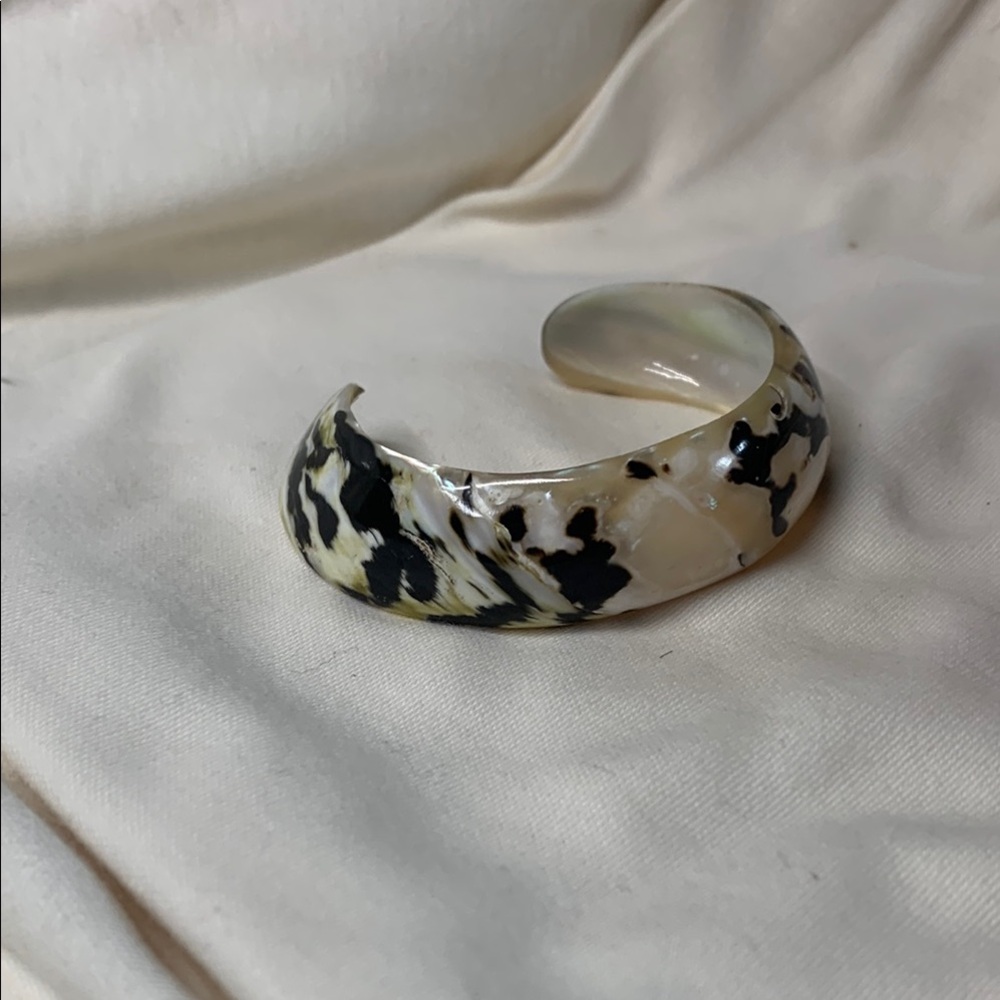 Black and Cream Marbled Cuff Bracelet